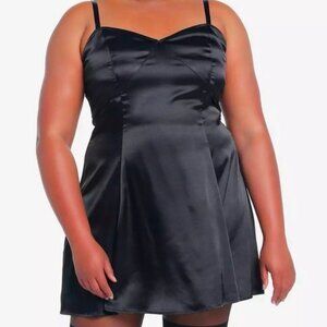 PLUS SIZE 4 Social Collision Black Satin Slip Dress NWT